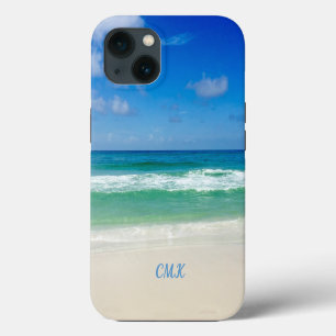 Schönes Strandfoto-Monogramm Ozeanwellen Küste iPhone 13 Hülle