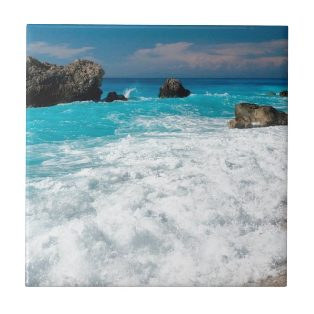 Schönes Strandwasser Surf Aloha Hawaiian Wedding Fliese (Vorderseite)