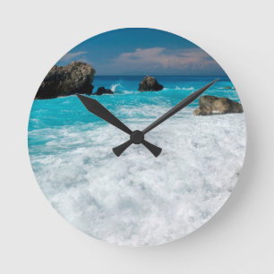 Schönes Strandwasser Surf Aloha Hawaiian Wedding Runde Wanduhr