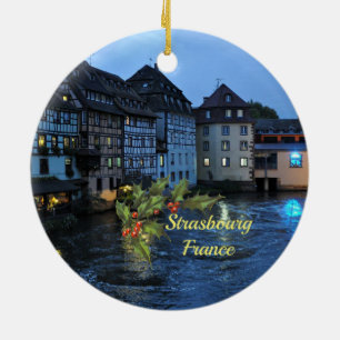 Schönes Straßburg, Frankreich mit Weihnachtsheilig Keramik Ornament