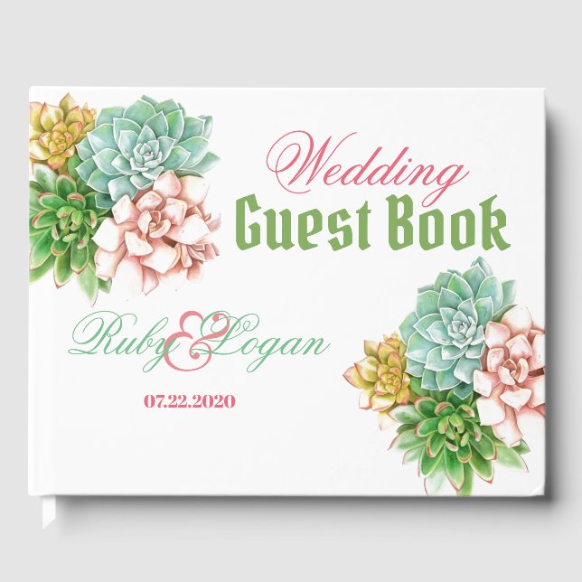 Schönes Succulents Wedding Gästebuch (Vorderseite)