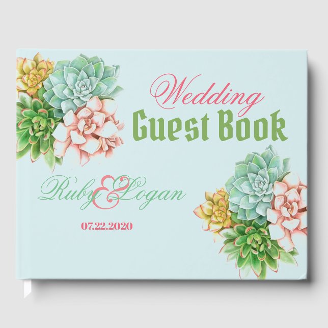 Schönes Succulents Wedding Gästebuch (Vorderseite)