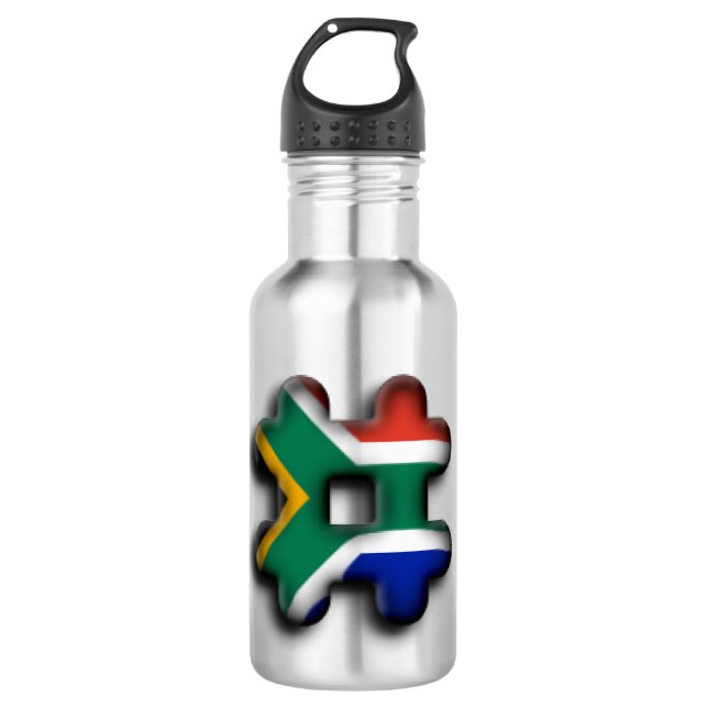 Schönes Südafrika Hashtag Flaggenmuster Art Edelstahlflasche (Vorderseite)