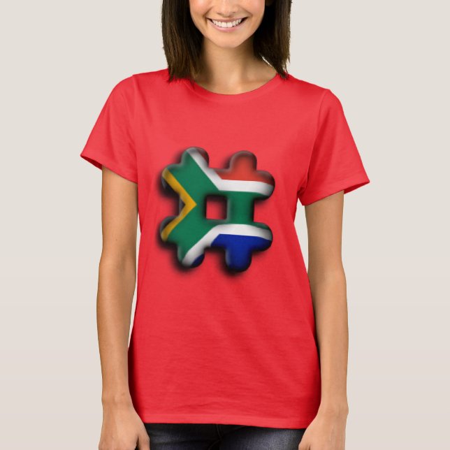 Schönes Südafrika Hashtag Flaggenmuster Art T-Shirt (Vorderseite)
