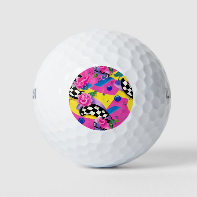 Schönes Surreal-Pink- und Schachbrettmuster Golfball (Vorderseite)