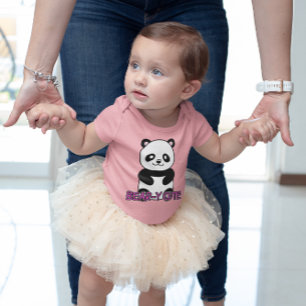 SCHÖNES SÜßES PANDA-BÄR ROSA (VORNE UND HINTEN) BABY STRAMPLER