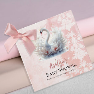 Schönes Swan Pink Floral Damask Girl Babydusche Geschenkanhänger