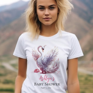 Schönes Swan Pink Floral Girl Babydusche Tri-Blend Shirt