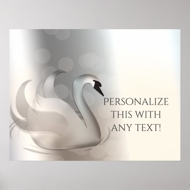 Schönes Swan White & Silver Eleganter Custom Chic Poster (Vorne)