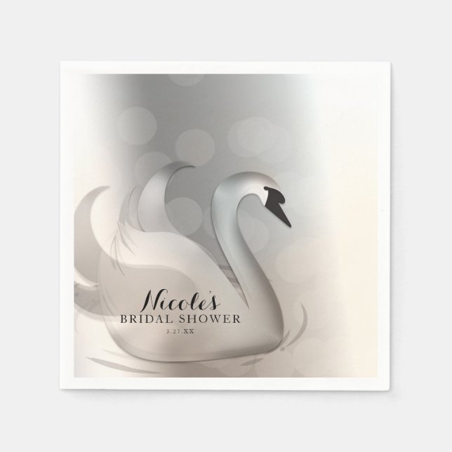 Schönes Swan White & Silver Elegantes Party Serviette (Vorderseite)