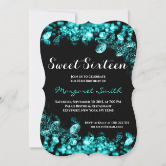 Schönes Sweet 16 Diamonds Türkis Einladung