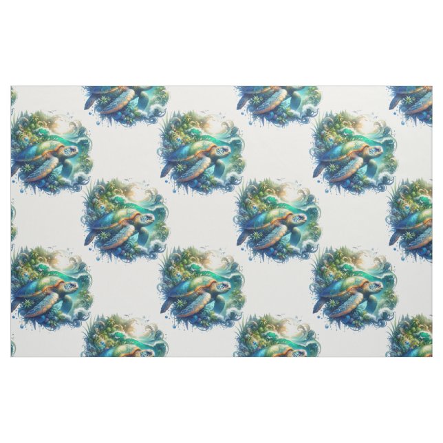 Schönes Swimming Sea Schildkrötengewebe Stoff (Fat Quarter (45,7 x 55,9 cm))
