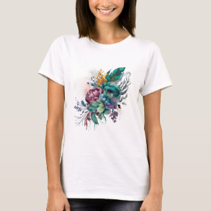 Schönes T-Shirt mit Blumen - Wählen Sie Ihre Farbe