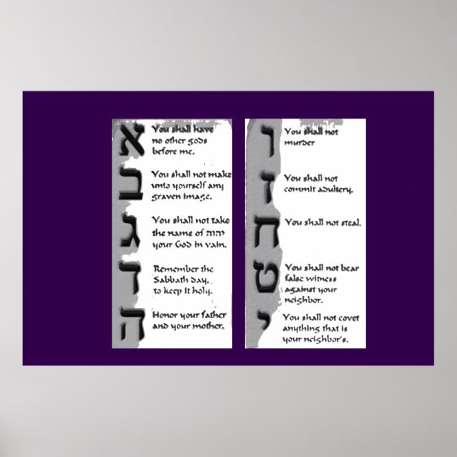 Schönes Tapestry der hebräischen zehn Gebote Poster (Vorne)