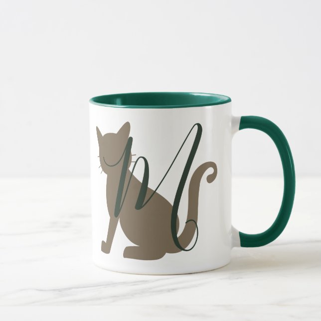 Schönes Thema Katzen Grün und Braun Tasse (Rechts)