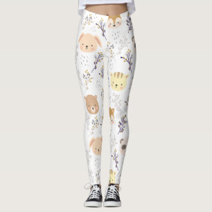 Schönes Tierkopfmuster und Blumenmuster Leggings