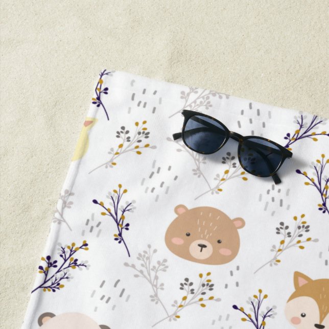 Schönes Tierkopfmuster und Blumenmuster Strandtuch (Beispiel)