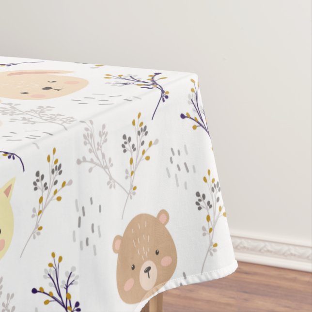 Schönes Tierkopfmuster und Blumenmuster Tischdecke (Beispiel)
