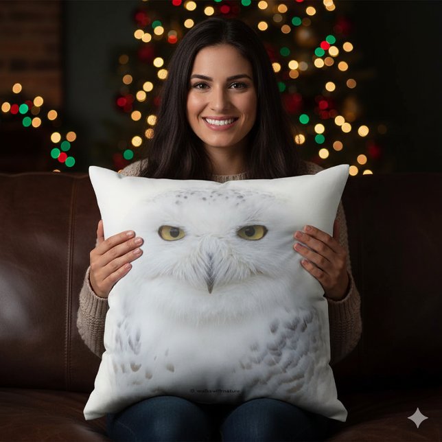 Schönes, traumhaftes und serenschneesicheres Owl Kissen (Snowy Owl Square Throw Cushion Cover Photo)