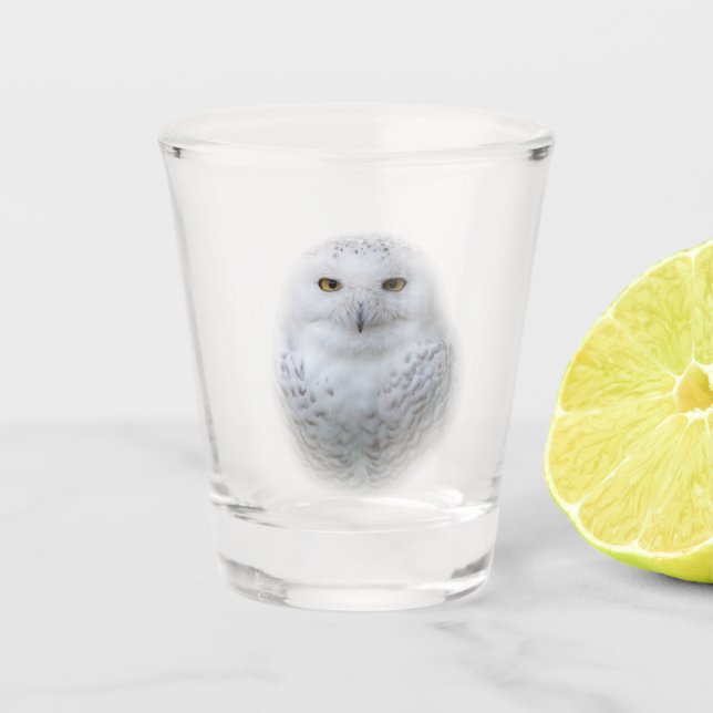 Schönes, traumhaftes und serenschneesicheres Owl Schnapsglas (Vorderseite)