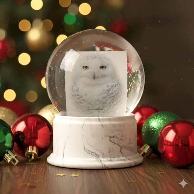 Schönes, traumhaftes und serenschneesicheres Owl Schneekugel (Snowy Owl Glass Snow Globe Cover Photo)