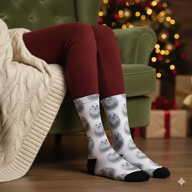 Schönes, traumhaftes und serenschneesicheres Owl Socken (Snowy Owls Crew Socks Cover Photo)