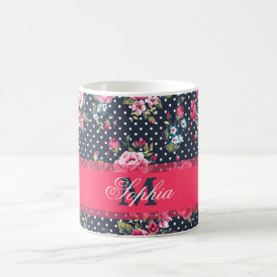 Schönes trendiges Mädchen vintage Monogramm floral Kaffeetasse