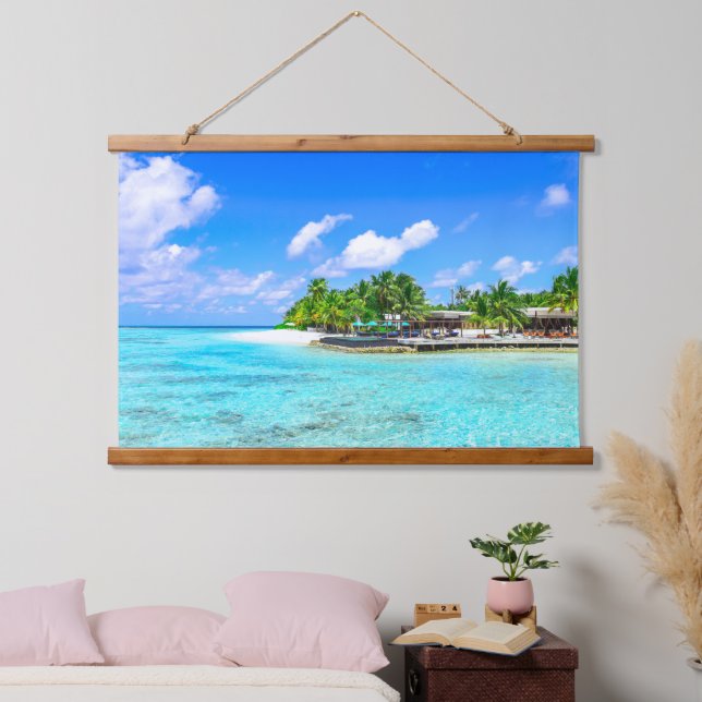 Schönes Tropical Island Beach Hängeband Wandteppich Mit Holzrahmen (Schlafzimmer)