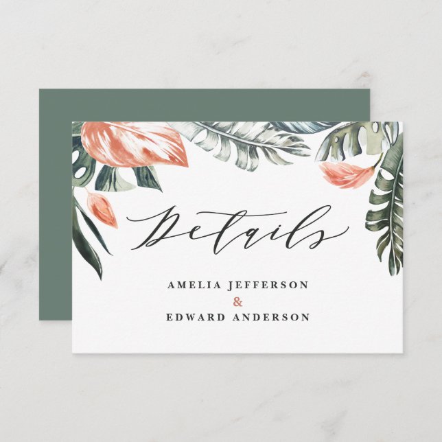 Schönes tropisches Blattwerk Einzelheiten Karte (Vorne/Hinten)