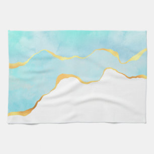 Schönes tropisches Grün mit goldener Grenze Geschirrtuch