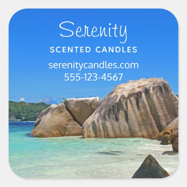 Schönes tropisches Meer - Felsküste Quadratischer Aufkleber (Vorderseite)