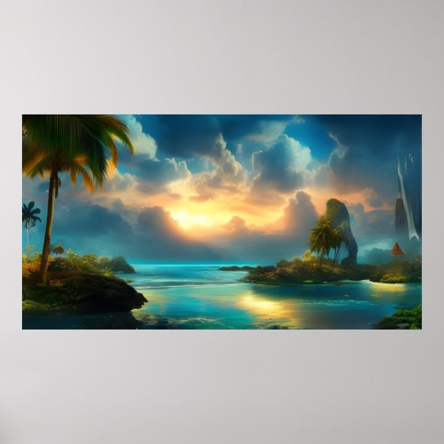 Schönes tropisches Meer Landschaft blaues Meer Poster (Vorne)
