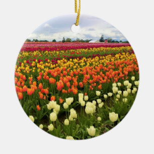 Schönes Tulpenfeld, Oregon Keramik Ornament