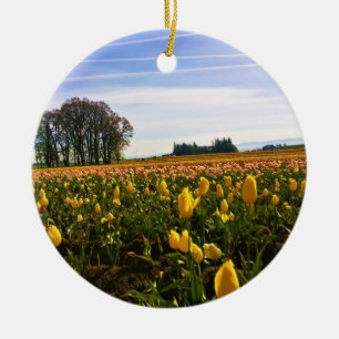 Schönes Tulpenfeld, Oregon Keramik Ornament
