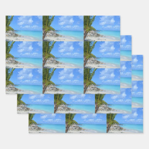 Schönes Türkis-Tropisches-Strand-Muster Geschenkpapier Set