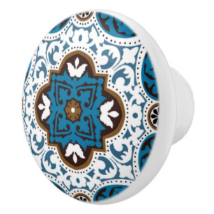 💙 🤎 Schönes Türkis und Braun Azulejos, V Keramikknauf