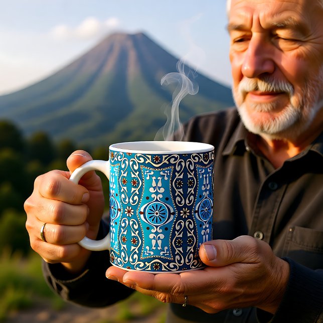 💙 🤎 Schönes Türkisblau - Azulejos 8  Kaffeetasse ( Beautiful turquoise - brown Azulejos, Coffee Mug)