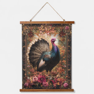 Schönes türkisches Blumendesign Wandteppich Mit Holzrahmen