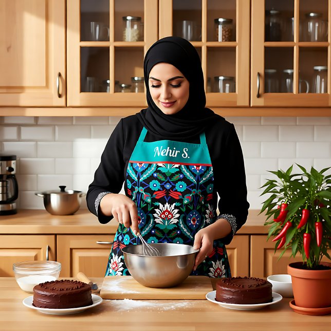 💙 ❤️ 🖤 schönes türkisches Iznik-Muster Schürze (💙❤️🖤 Beautiful Iznik Turkish pattern Apron)