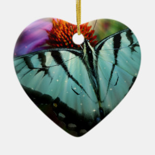 Schönes türkisfarbenes Frack Butterfly Keramik Ornament