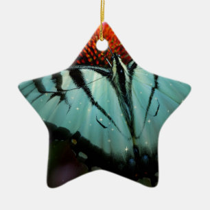 Schönes türkisfarbenes Frack Butterfly Keramikornament