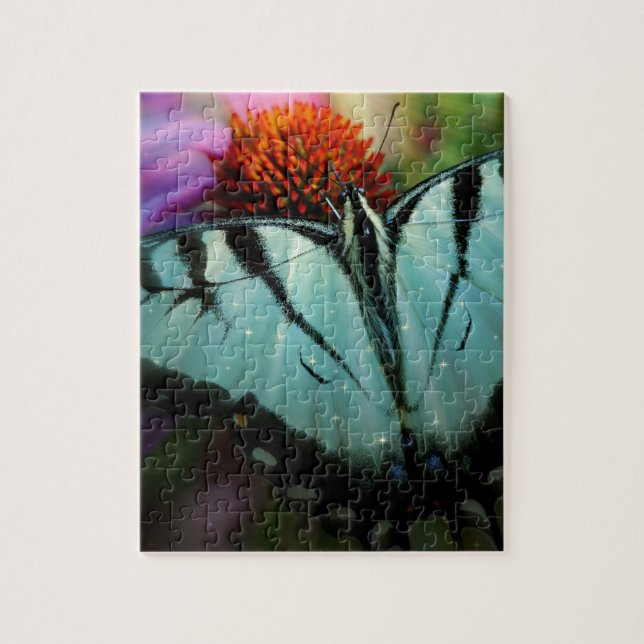 Schönes türkisfarbenes Frack Butterfly Puzzle (Vertikal)