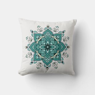 Schönes türkisfarbenes Mandala-Design Kissen