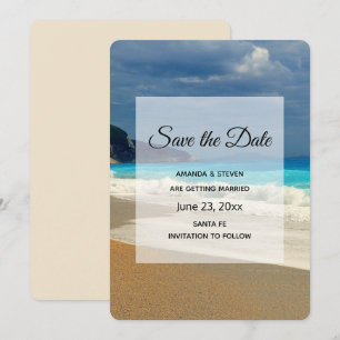 Schönes türkisfarbenes tropisches Foto Hochzeit Save The Date