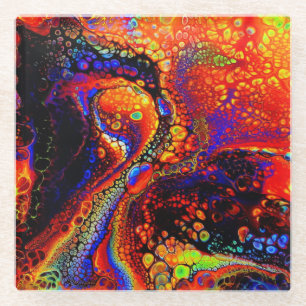 Schönes und farbenfroh geschmolzenes Liquid Glasuntersetzer