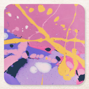 Schönes und farbenfroh geschmolzenes Liquid Rechteckiger Pappuntersetzer