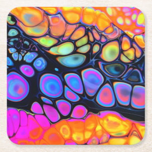 Schönes und farbenfroh geschmolzenes Liquid Rechteckiger Pappuntersetzer