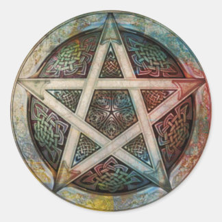 Schönes und farbenfrohes Pagan-Pentagramm Runder Aufkleber