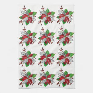 Schönes und farbenfrohes Poinsettia Küchentuch