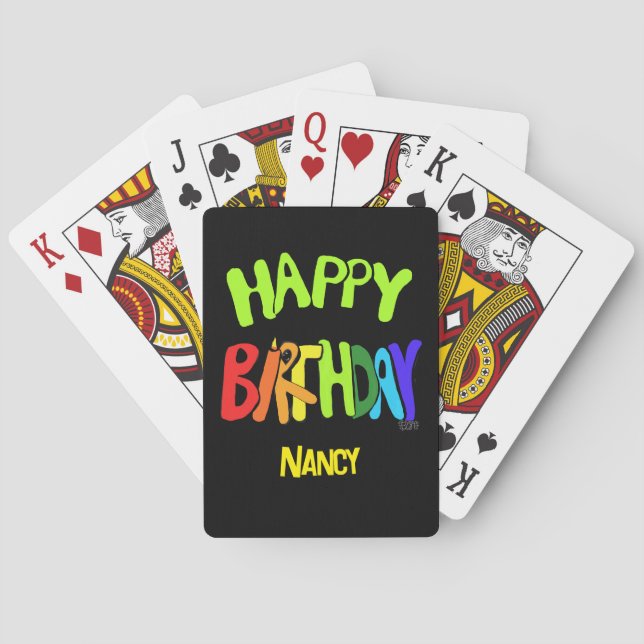 Schönes und glückliches Geburtstags-Custom-Name Spielkarten (Rückseite)